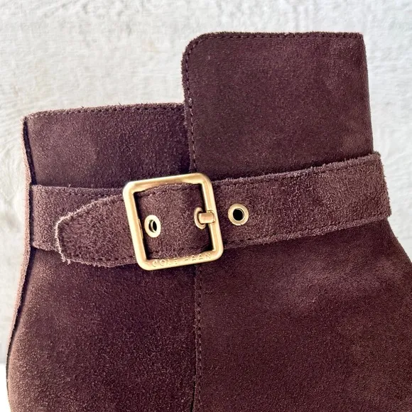 Cole Haan Women’s Indiana Waterproof Suede Short Boots Brown Booties 8.5