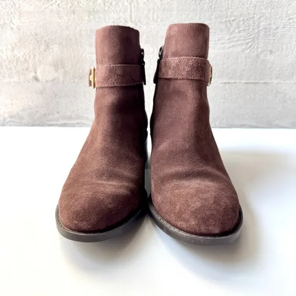 Cole Haan Women’s Indiana Waterproof Suede Short Boots Brown Booties 8.5