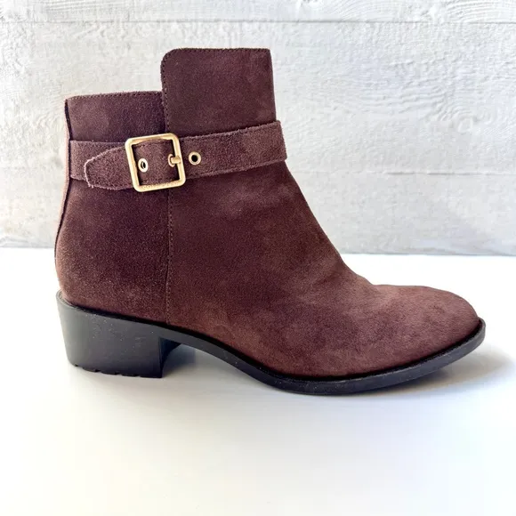 Cole Haan Women’s Indiana Waterproof Suede Short Boots Brown Booties 8.5