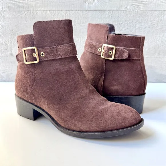 Cole Haan Women’s Indiana Waterproof Suede Short Boots Brown Booties 8.5