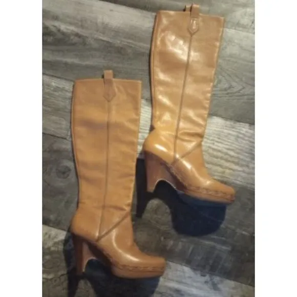 Cole Haan Women's Size 6.5B Tan Colored Long Heeled Leather Boots