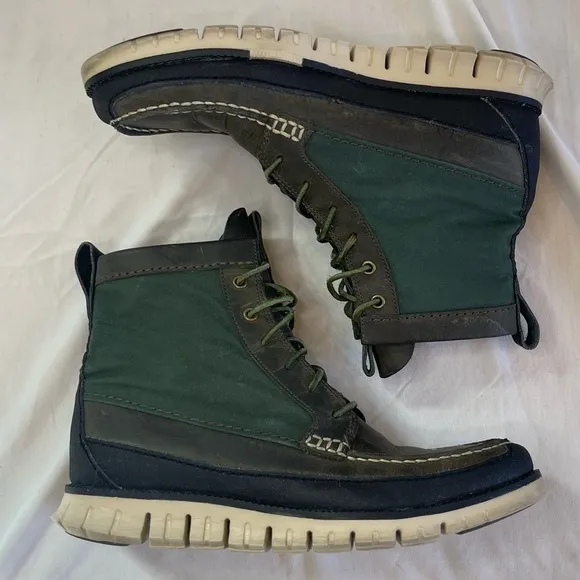 Cole Haan Zerogrand Tall Green Leather Boots N2157* Men's Size 8M