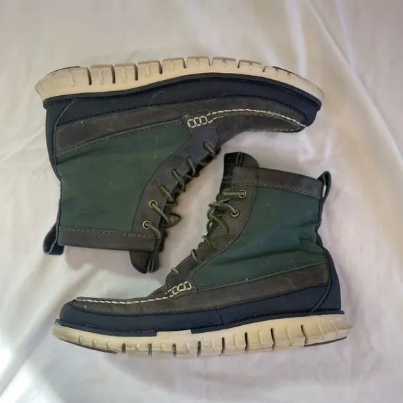Cole Haan Zerogrand Tall Green Leather Boots N2157* Men's Size 8M