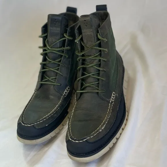 Cole Haan Zerogrand Tall Green Leather Boots N2157* Men's Size 8M