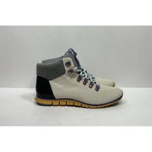 Cole Haan Zerogrand Hiker Boots Women 9 B Beige Leather Waterproof Ankle Sneaker