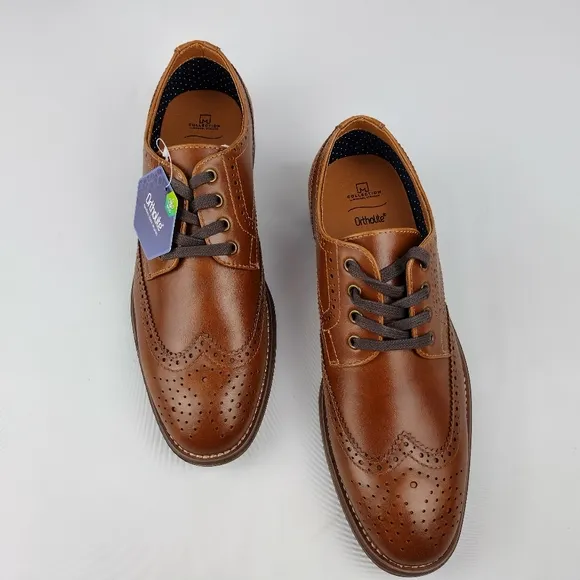 Collection by Michael straha‎ Mens leather dress Brown shoes size 8 new with box