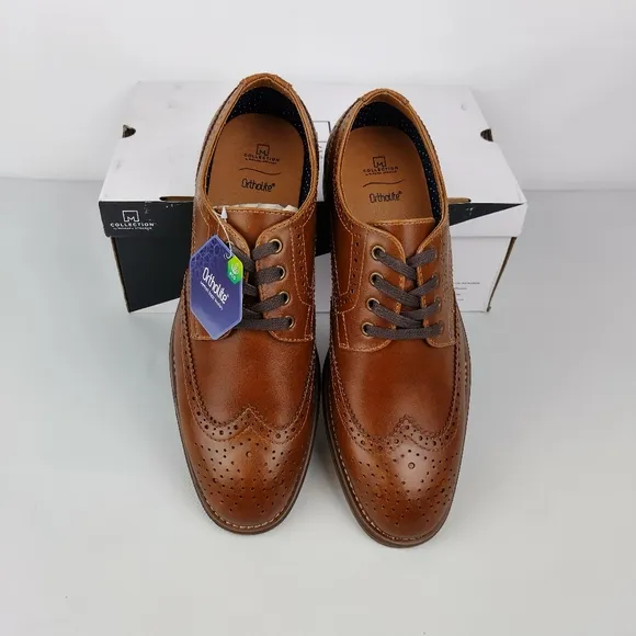 Collection by Michael straha‎ Mens leather dress Brown shoes size 8 new with box