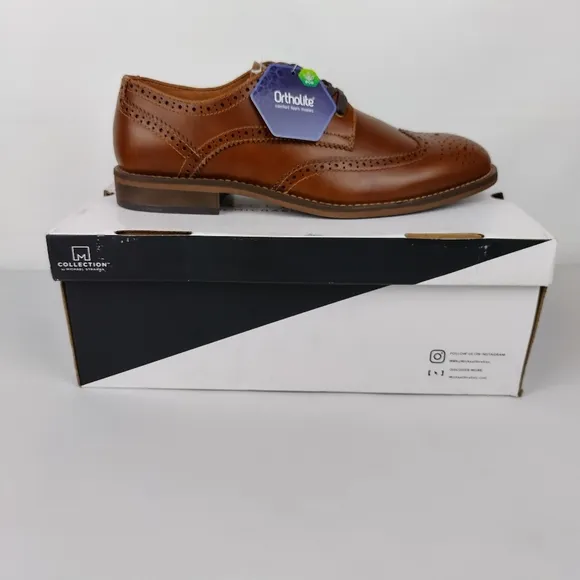 Collection by Michael straha‎ Mens leather dress Brown shoes size 8 new with box