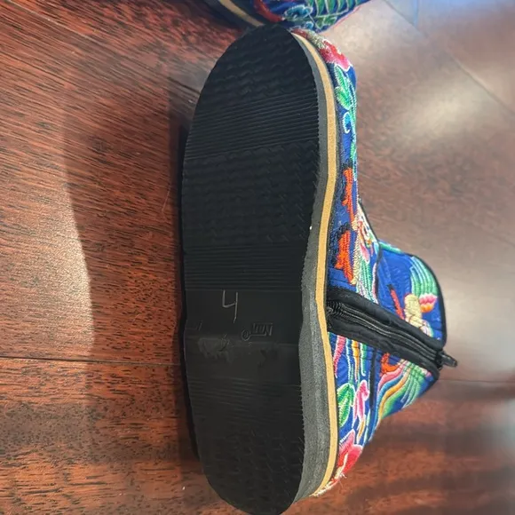 Colorful Embroidered Ankle Boots