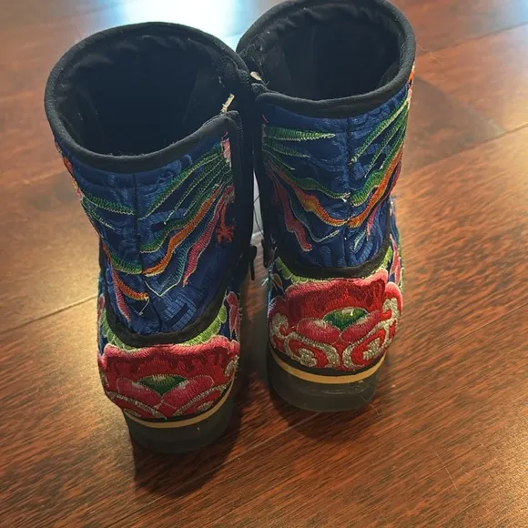 Colorful Embroidered Ankle Boots
