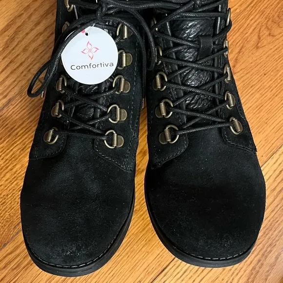 Comfortiva Zipper Ankle Boots, Black