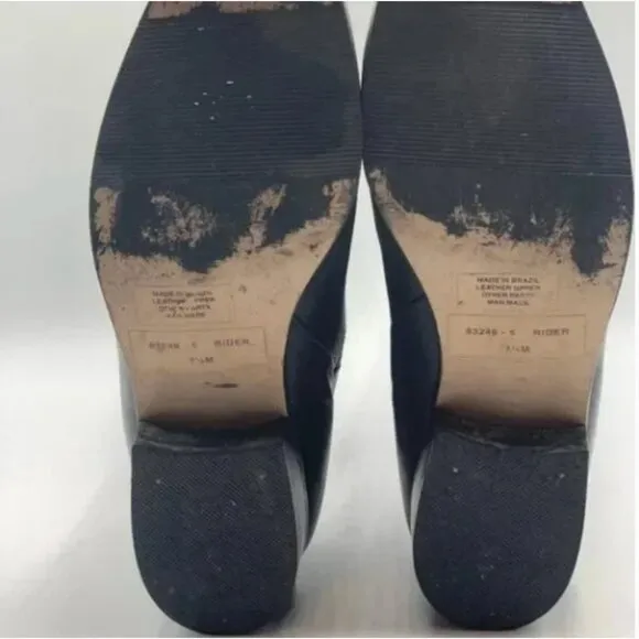 Connie Rider Black Leather Boots Size 7.5