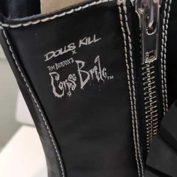 Corpse Bride Black Lace Up Boots with Platform Sole