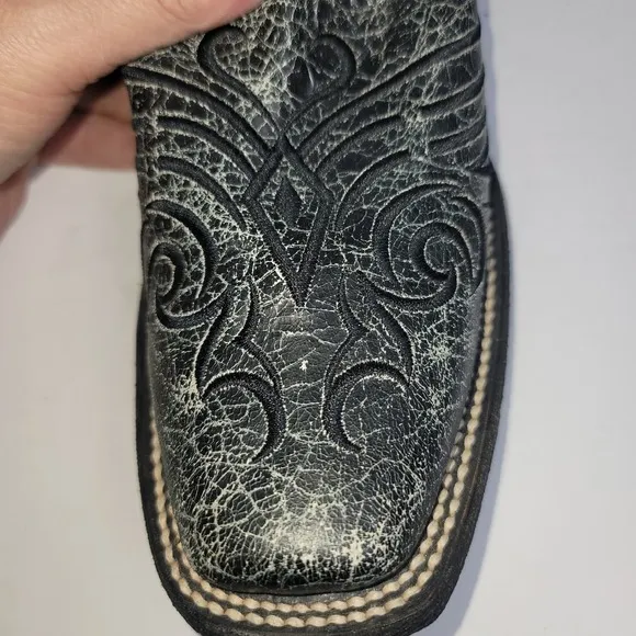 Corral Boots Circle G Women's Black Crackle Boot SQ Toe Sz 8 EUC