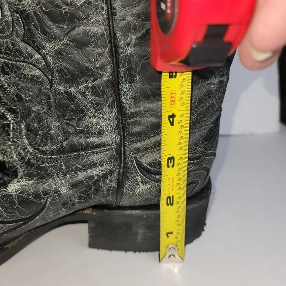 Corral Boots Circle G Women's Black Crackle Boot SQ Toe Sz 8 EUC
