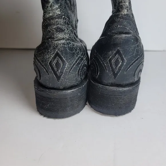 Corral Boots Circle G Women's Black Crackle Boot SQ Toe Sz 8 EUC