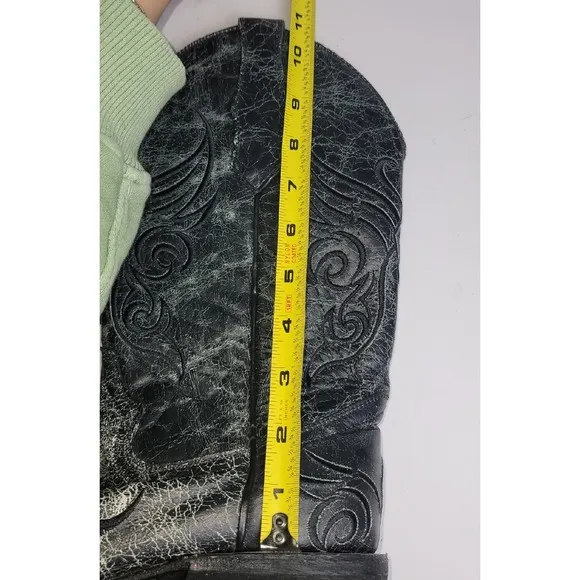 Corral Boots Circle G Women's Black Crackle Boot SQ Toe Sz 8 EUC