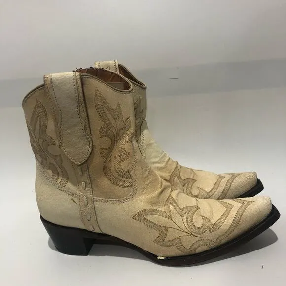 Corral Boots Womens Pearl Embroidery &amp; Zipper Ankle Boots Size US 10.5