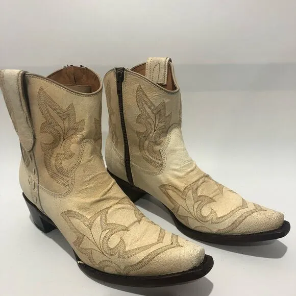 Corral Boots Womens Pearl Embroidery &amp; Zipper Ankle Boots Size US 10.5
