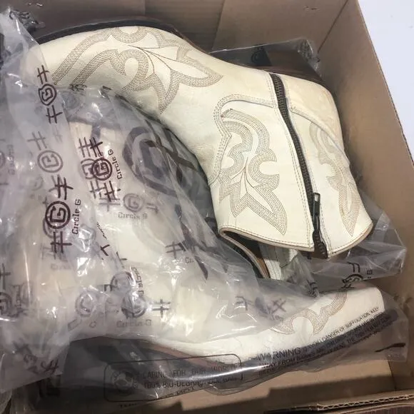 Corral Boots Womens Pearl Embroidery &amp; Zipper Ankle Boots Size US 10.5