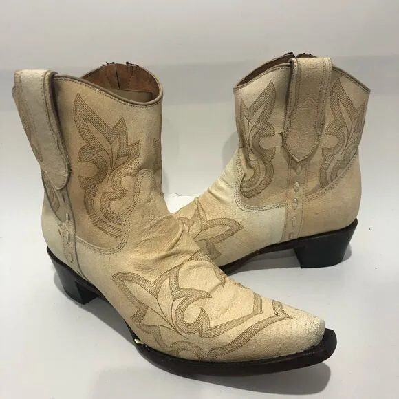 Corral Boots Womens Pearl Embroidery &amp; Zipper Ankle Boots Size US 10.5