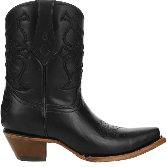 Corral Cowgirl Boots Z5111 Black Genuine Leather women’s 9  Embroidered Snip Toe