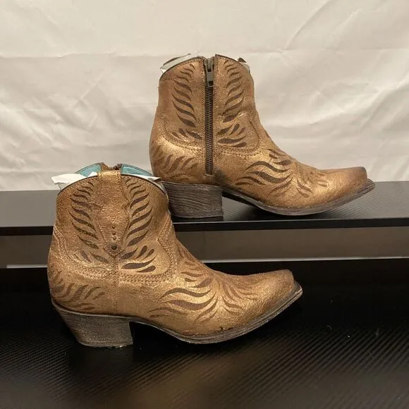 Corral Gold Genuine Leather Laser Engraved Cowboy Cowgirl Western Boots  9 1/2