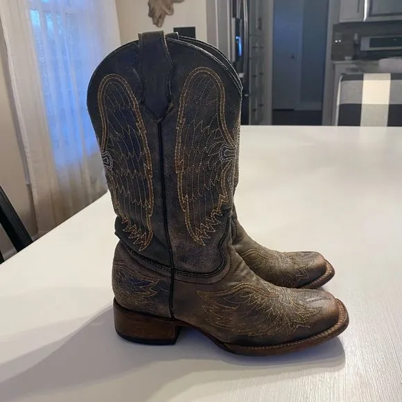 Corral Teen Size 4 T 4T‎ Brown Distressed Leather Western Cross Cowboy Boots