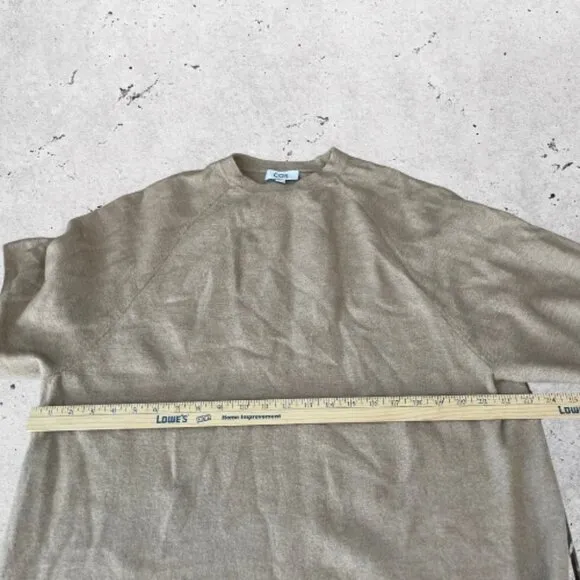 COS‎ T-Shirt Sweater Dress Oversized Fit High-Low Hem Merino Wool Beige W EUR S