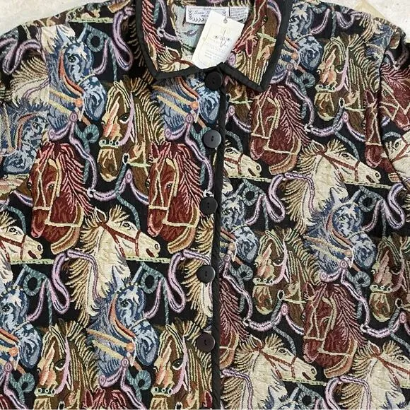 Country Cowgirl Tapestry Jacket Size 3XL Custom Hand Painted Boots NWT