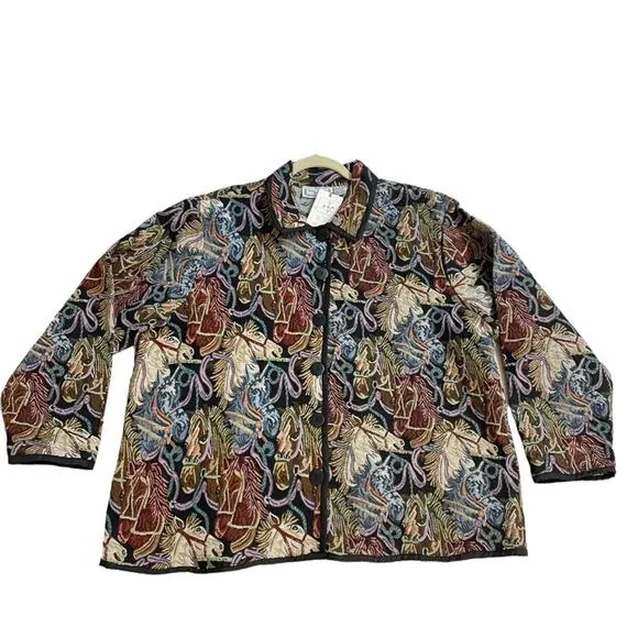 Country Cowgirl Tapestry Jacket Size 3XL Custom Hand Painted Boots NWT