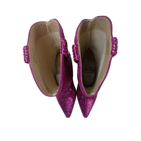 Cowboy Boots Mi.iM Women's Fuchsia Rhinestone-Studded with straps Size 7.5 - 8