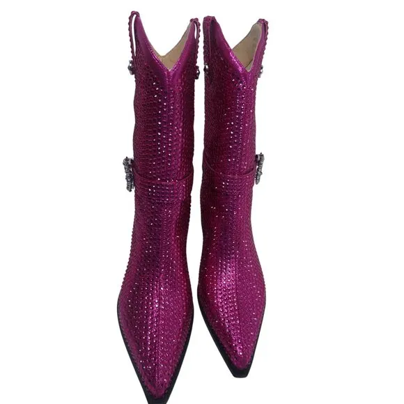 Cowboy Boots Mi.iM Women's Fuchsia Rhinestone-Studded with straps Size 7.5 - 8