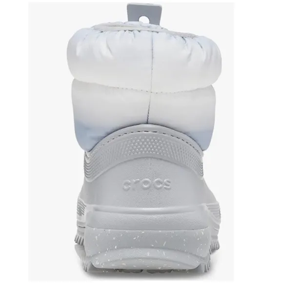 Crocs Classic Neo Puff Shorty Snow Boot Light Grey White Women's Size 7 NWT