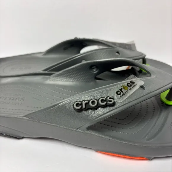 CROCS ICONIC COMFORT CLASSIC ALL-TERRAIN FLIP GREY SANDALS SIZE US 15 NEW