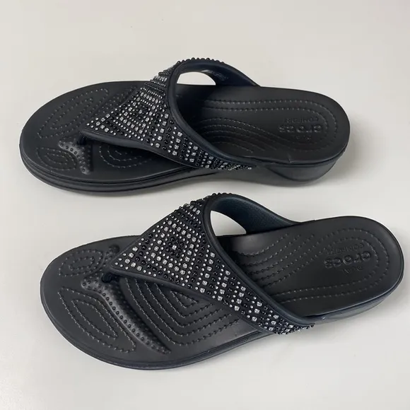 Crocs Monterey Shimmer Wedge Flip Sandals