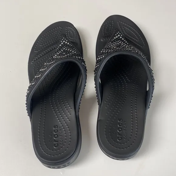 Crocs Monterey Shimmer Wedge Flip Sandals