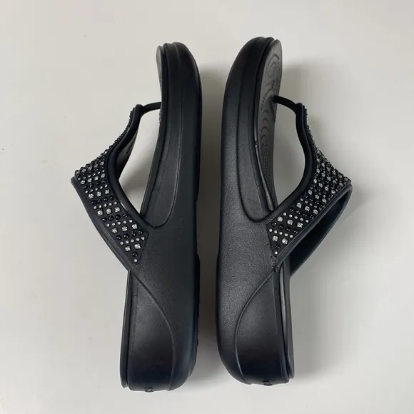 Crocs Monterey Shimmer Wedge Flip Sandals