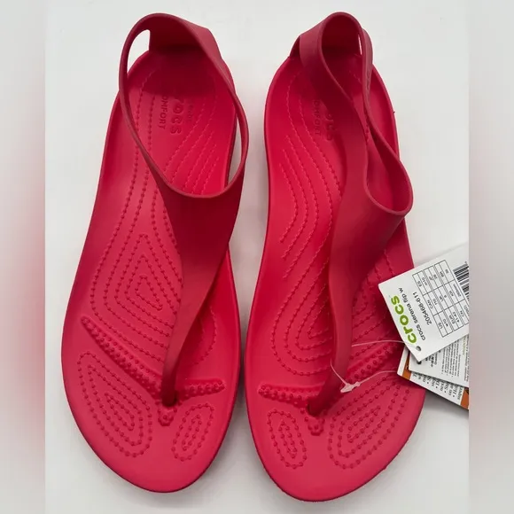 Crocs sandals serena sexi sexy flip flop slip thong pink 10