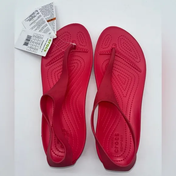 Crocs sandals serena sexi sexy flip flop slip thong pink 10