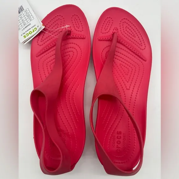 Crocs sandals serena sexi sexy flip flop slip thong pink 10
