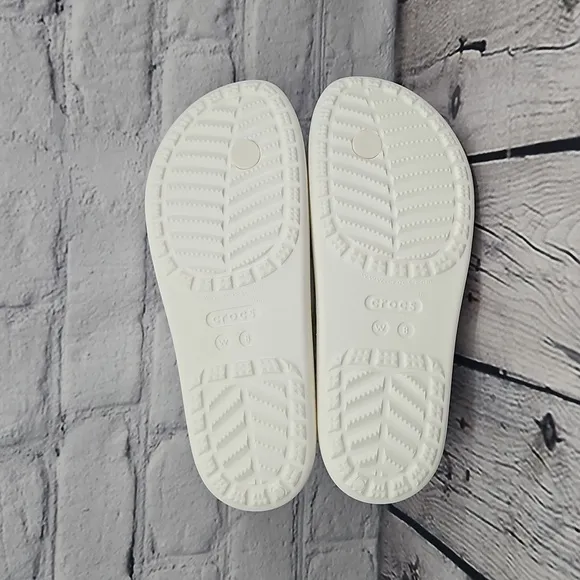 Crocs Sloane Glitter Women's White Thong Flip Flip Sandals Size 8