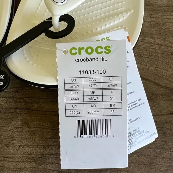 Crocs Unisex Crocband Flip White Sandal Size 9 or 7 #B34105