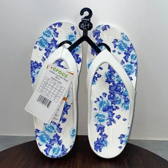 Crocs Women's 6 Kadee II Printed Seasonal Floral Graphic Flip Flop Sandal 206097