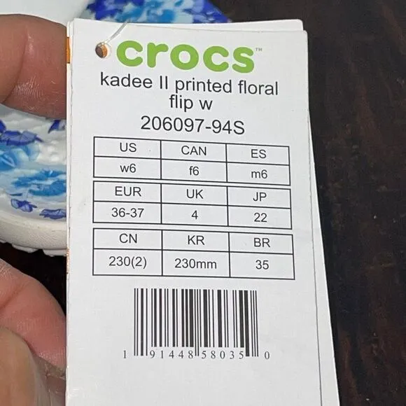 Crocs Women's 6 Kadee II Printed Seasonal Floral Graphic Flip Flop Sandal 206097