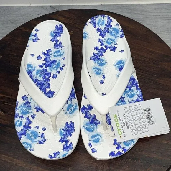 Crocs Women's 6 Kadee II Printed Seasonal Floral Graphic Flip Flop Sandal 206097