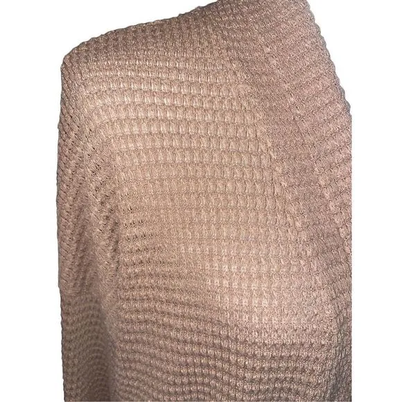 CY Fashion Tan Waffle Knit Long Open Cardigan Size Large-NWT