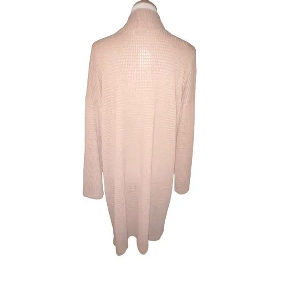 CY Fashion Tan Waffle Knit Long Open Cardigan Size Large-NWT