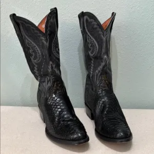 Dan Post Black Cowboy Boots Exotic Leather