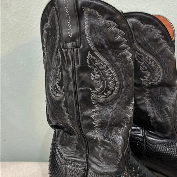 Dan Post Black Cowboy Boots Exotic Leather